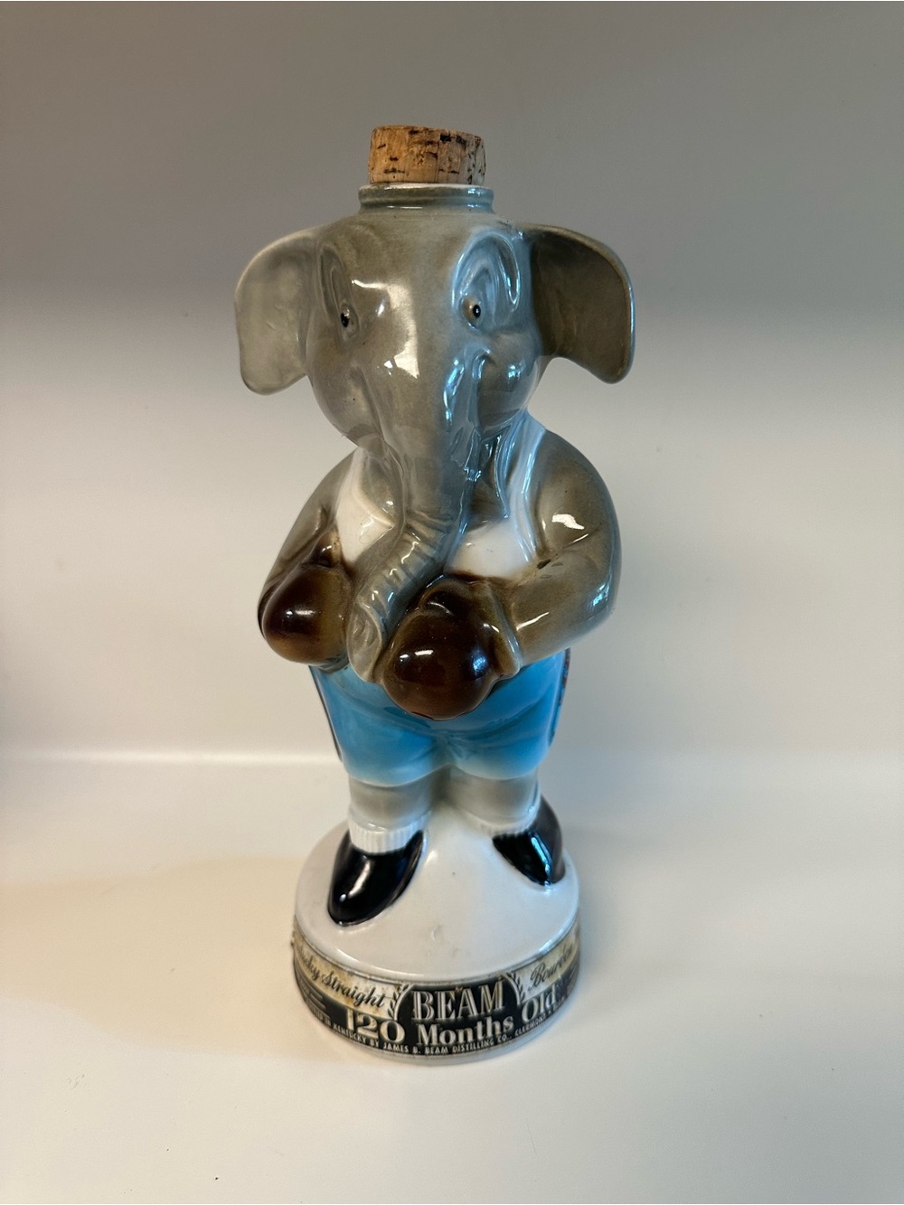 Vintage Jim Beam Porcelain Elephant Boxer Decanter circa 1964